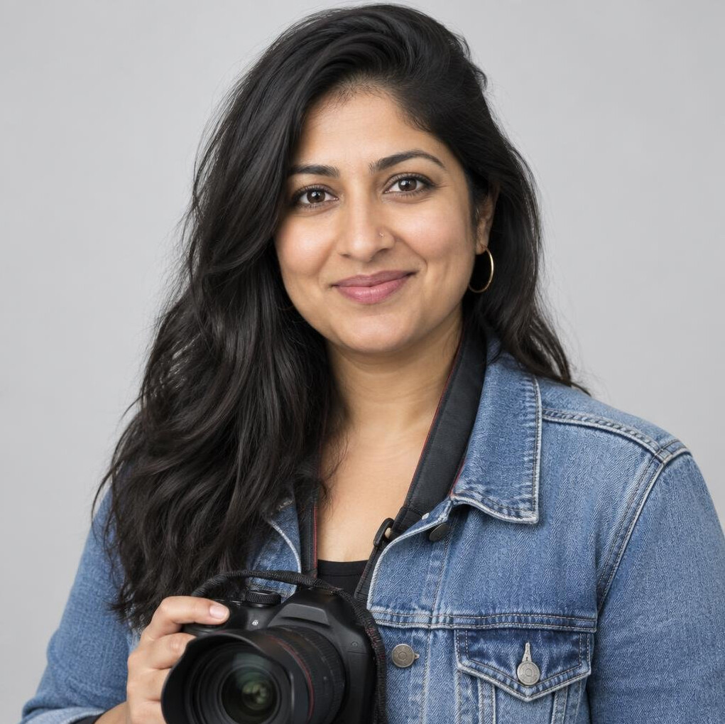 Studio portrait of a South Asian Canadian woman, documentary photographer